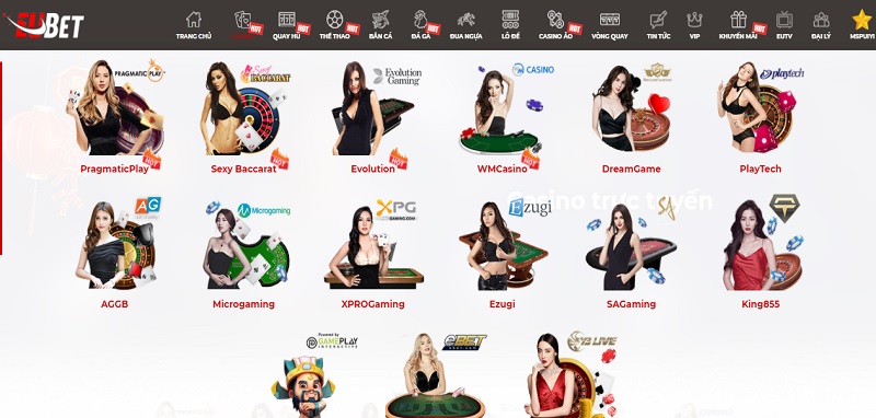 Casino online uy tín EUBET có hệ thống game bài đa dạng